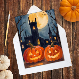 Jack-O-Lantern Fright   Halloween Spooky Painted Holiday Card