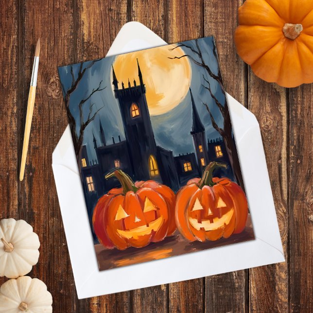 Jack-O-Lantern Fright | Halloween Spooky Painted Holiday Card (Creator Uploaded)