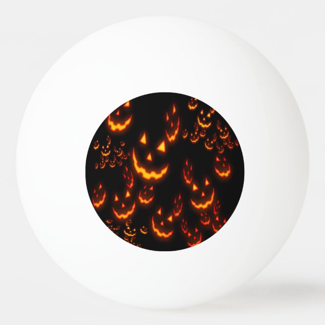 Jack O' Lantern Glowing Faces Ping Pong Ball (Back)