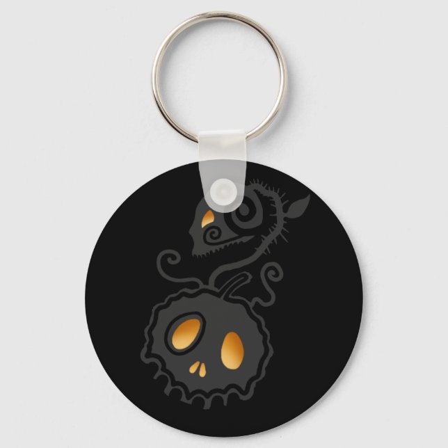 Jack O Lantern Glowing Skull Vine Key Ring (Front)
