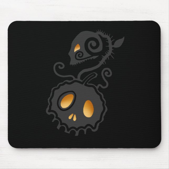 Jack O Lantern Glowing Skull Vine Mouse Pad (Front)