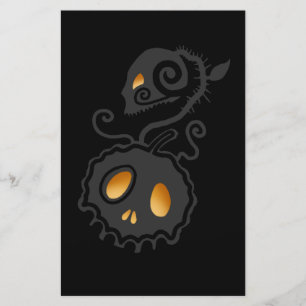 Jack O Lantern Glowing Skull Vine Stationery