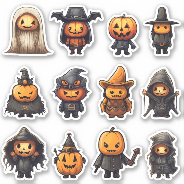 Jack-O-Lantern Goblins Halloween Stickers (Front)