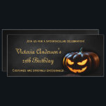 Jack-O-Lantern Halloween Birthday Party Invitation<br><div class="desc">A fully customisable Halloween party card with a jack-o-lantern on dark background. The perfect choice for a Halloween costume party,  birthday party,  sweet 16 party or any other spooktacular event.</div>