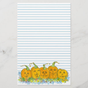 Jack-O-Lantern Halloween Blue Lined Stationery