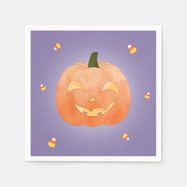 Jack-O-Lantern Halloween Paper Napkin (Front)