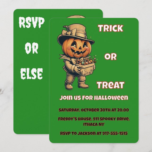 Jack o lantern Halloween Party  Invitation (Front/Back)