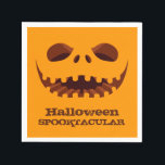 Jack o' Lantern Halloween Party Napkin<br><div class="desc">A creepy jack o' lantern carved smile is featured on these orange Halloween napkins. MATCHING items in our store.</div>