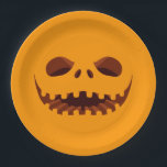Jack o' Lantern Halloween Party Paper Plate<br><div class="desc">A creepy jack o' lantern carved smile is featured on these orange Halloween party paper plates. MATCHING items in our store.</div>