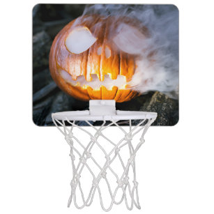Jack-o-Lantern Halloween Pumpkin Head on Fire  Mini Basketball Hoop