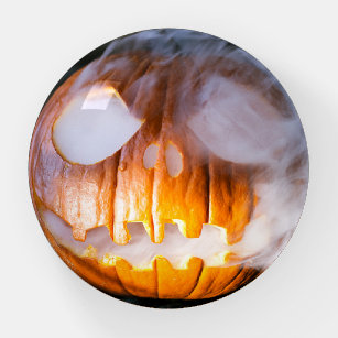 Jack-o-Lantern Halloween Pumpkin Head on Fire  Paperweight