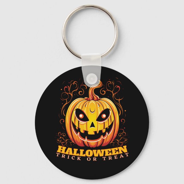 Jack-O-Lantern Halloween Pumpkin  Key Ring (Front)