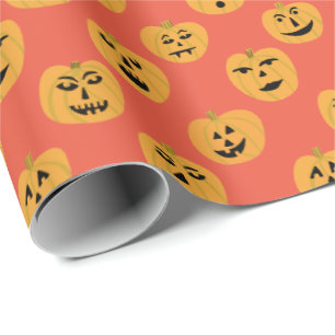 Jack-O-Lantern Halloween PUMPKIN Pattern Gift Wrapping Paper