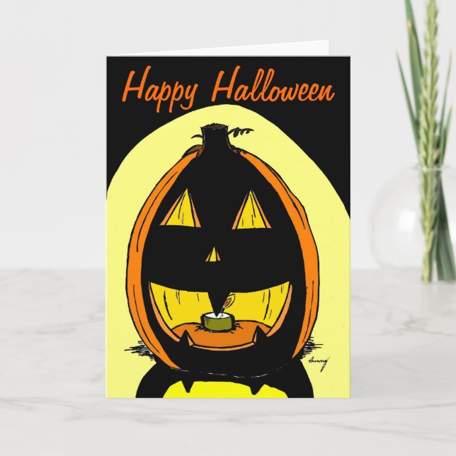 Jack o' Lantern "Happy Halloween" Card (Front)