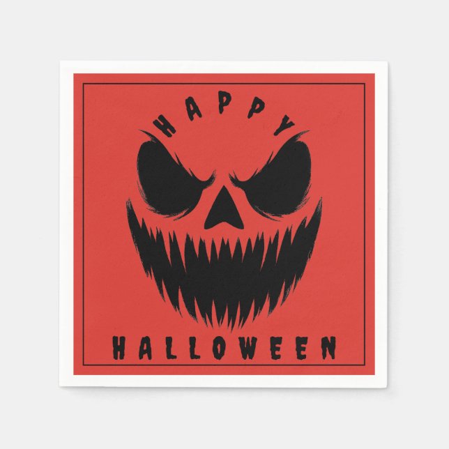 Jack-O’-Lantern Happy Halloween Napkin (Front)
