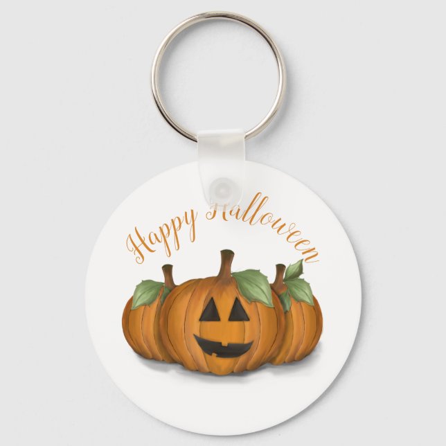 Jack O Lantern in Pumpkin Patch Keychain (Front)