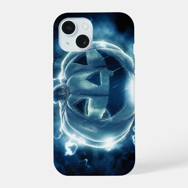  jack-o-lantern in the rain iPhone 15 case (Back)