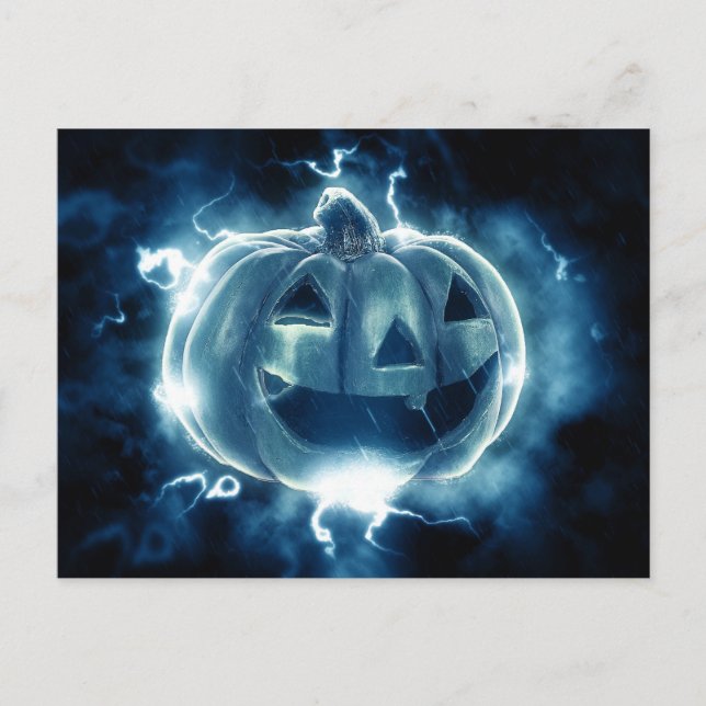  jack-o-lantern in the rain postcard (Front)