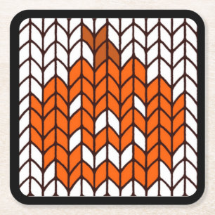 JACK-O-LANTERN KNIT Square Paper Coasters