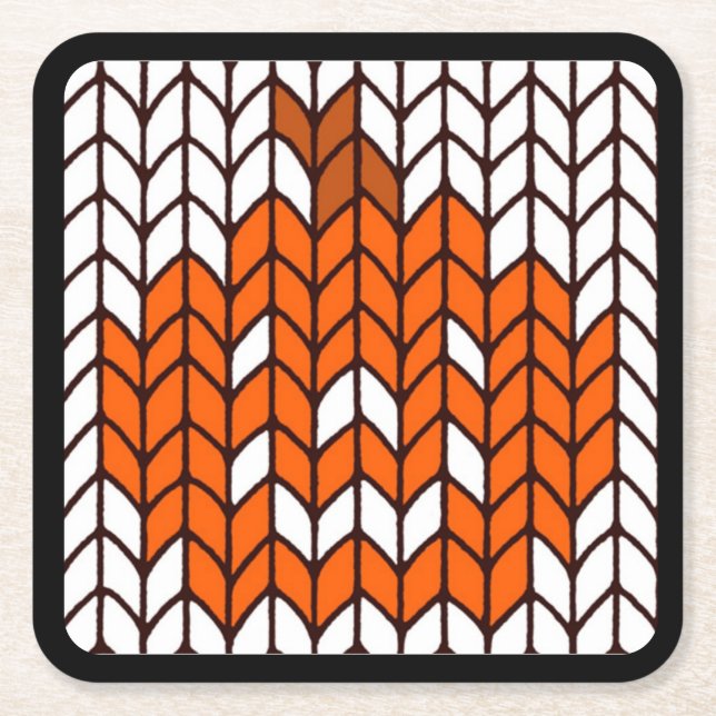 JACK-O-LANTERN KNIT Square Paper Coasters (Front)