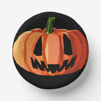 Jack-o’-Lantern Low Poly | Halloween Paper Plate