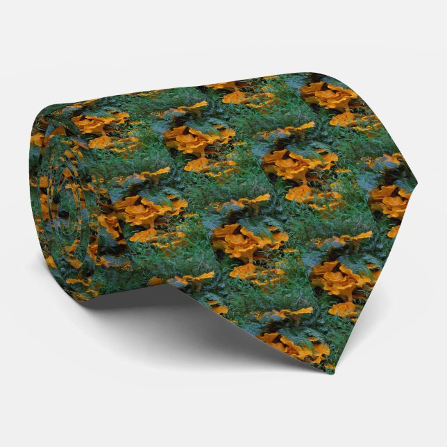 Jack-O-Lantern Mushrooms Among The Ferns Tie (Rolled)