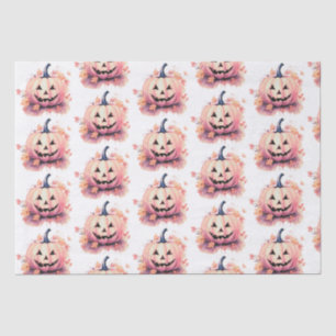 Jack-O' Lantern Orange Leaves White Halloween Tissue Paper