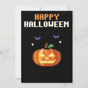 Jack-o'-Lantern Pixel Art Halloween Card
