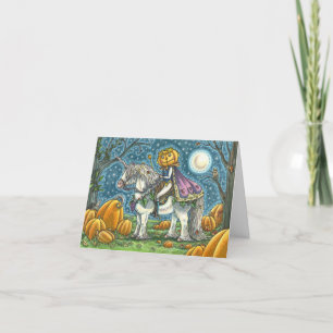JACK O LANTERN PRINCE ON HIS MAGIC UNICORN HOLIDAY CARD