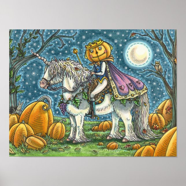 JACK O LANTERN PRINCE ON HIS MAGIC UNICORN PONY POSTER (Front)