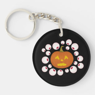 Jack-o-Lantern Pumpkin and Eyeballs in the Dark Key Ring