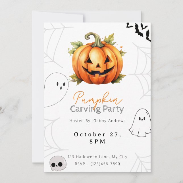 Jack-O' Lantern Pumpkin Carving Party Invitation (Front)