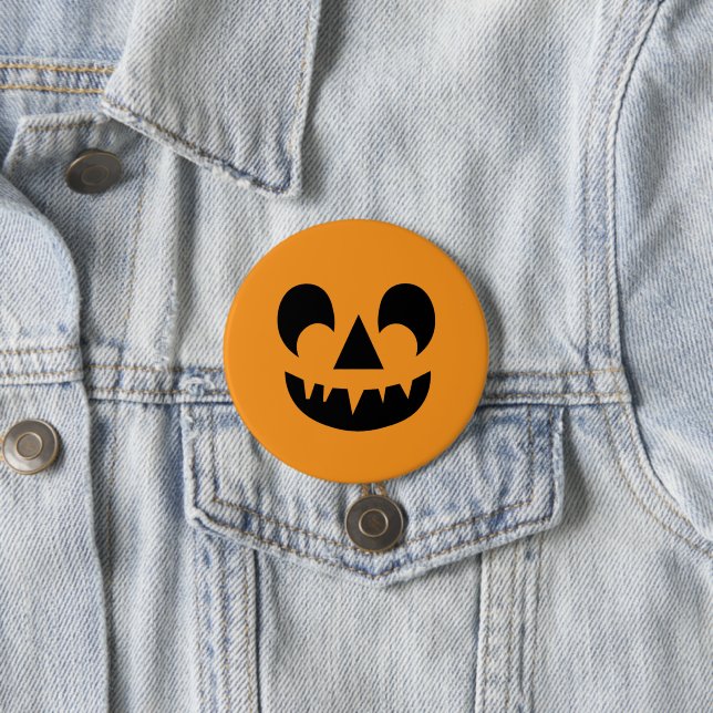 Jack O Lantern Pumpkin Face 7.5 Cm Round Badge (In Situ)
