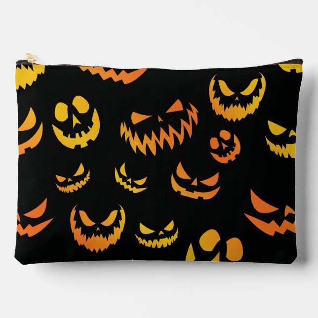 Jack O Lantern Pumpkin Face Accessory Pouch (Front)
