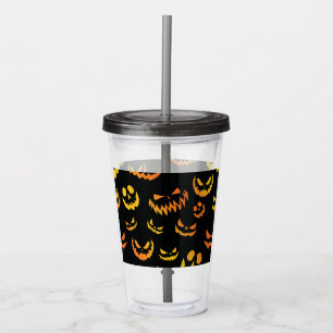 Jack O Lantern Pumpkin Face Acrylic Tumbler