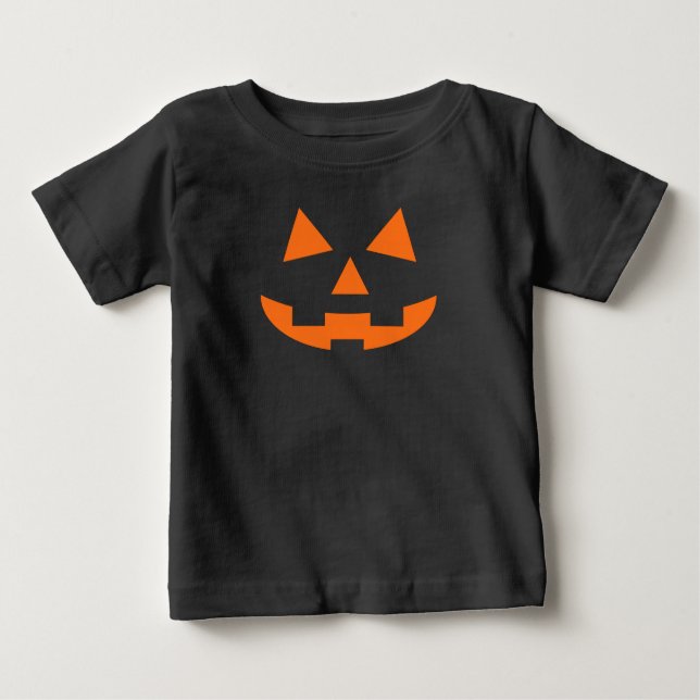 Jack O Lantern Pumpkin Face  Baby Bodysuit (Front)