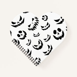 Jack O Lantern Pumpkin Face Black and White Notebook