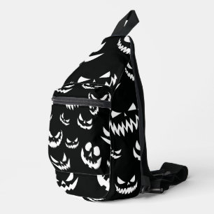 Jack O Lantern Pumpkin Face Black and White Sling Bag
