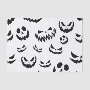 Jack O Lantern Pumpkin Face Black and White Tissue Paper