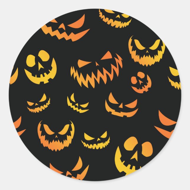 Jack O Lantern Pumpkin Face Classic Round Sticker (Front)