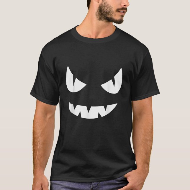 Jack O Lantern Pumpkin Face Funny Halloween Costum T-Shirt (Front)