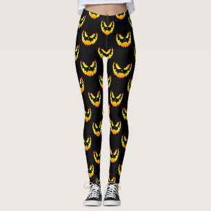 Jack O Lantern Pumpkin Face Gradient Leggings