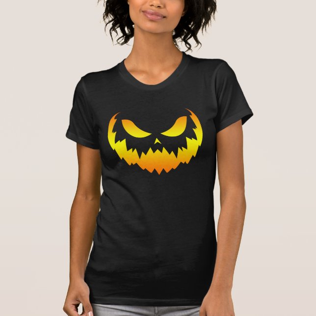 Jack O Lantern Pumpkin Face Gradient T-Shirt (Front)
