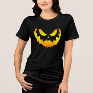 Jack O Lantern Pumpkin Face Gradient Tri-Blend Shirt