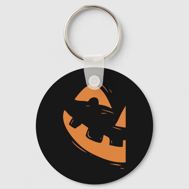 Jack-O-Lantern  Pumpkin Face Halloween Matching Co Key Ring (Front)