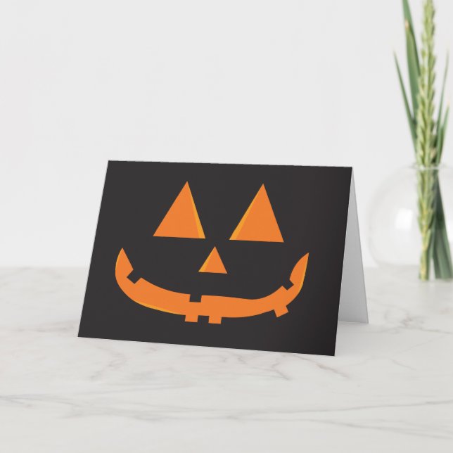 Jack O Lantern Pumpkin Face Halloween Orange Black Card (Front)