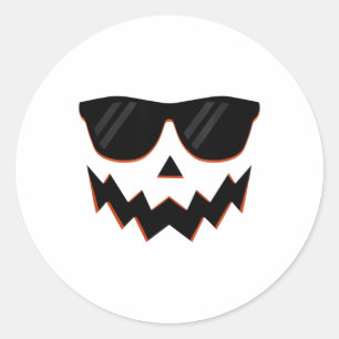 Jack O Lantern Pumpkin Face Hallowen Costume Sungl Classic Round Sticker