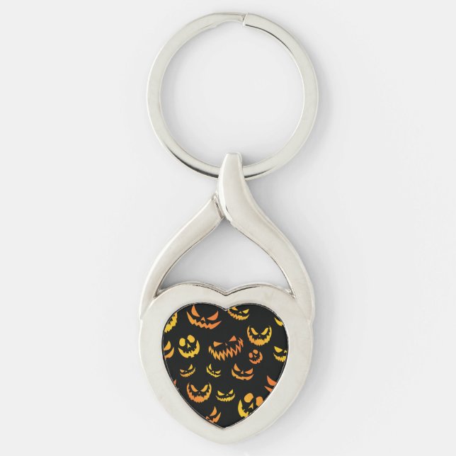 Jack O Lantern Pumpkin Face Key Ring (Front)