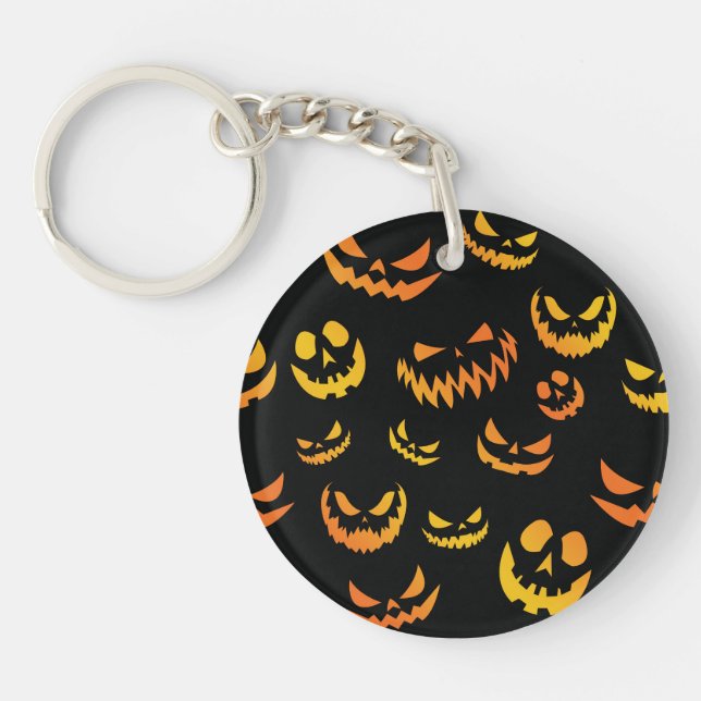 Jack O Lantern Pumpkin Face Key Ring (Front)