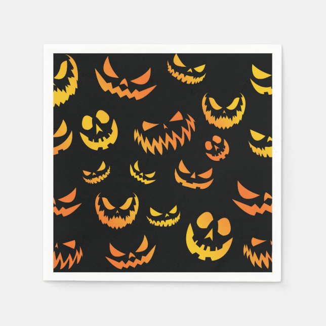 Jack O Lantern Pumpkin Face Napkin (Front)